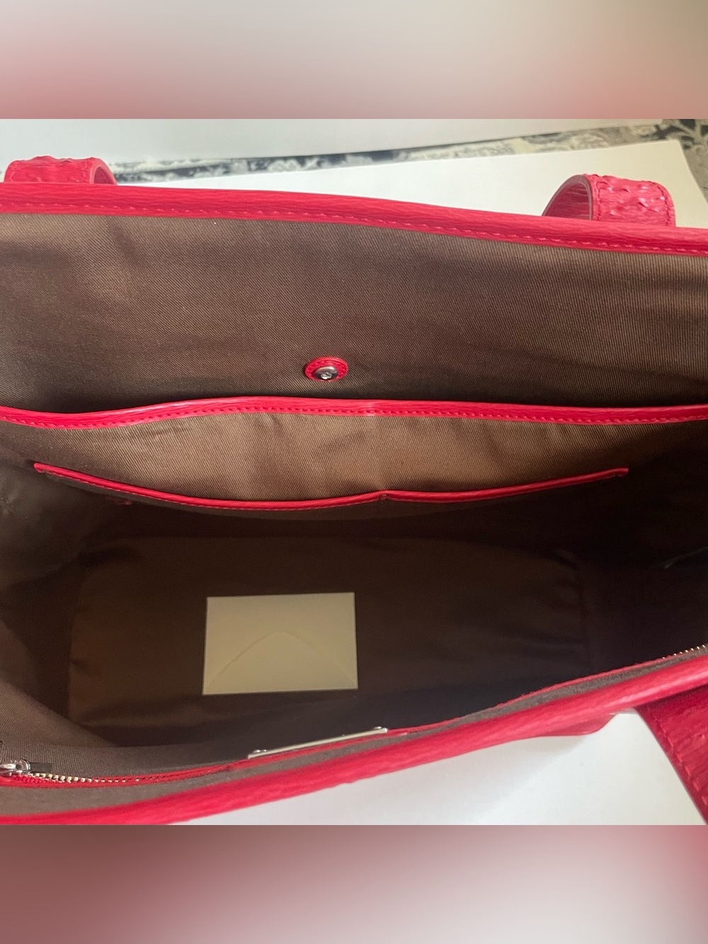 Lauren Ralph Lauren Newbury Classic Tote Red with Charm - Picture 11 of 14